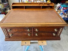 Antique American Clark’s O.N.T. Oak Spool Cabinet /Mercantile Desk, c. 1892 ….