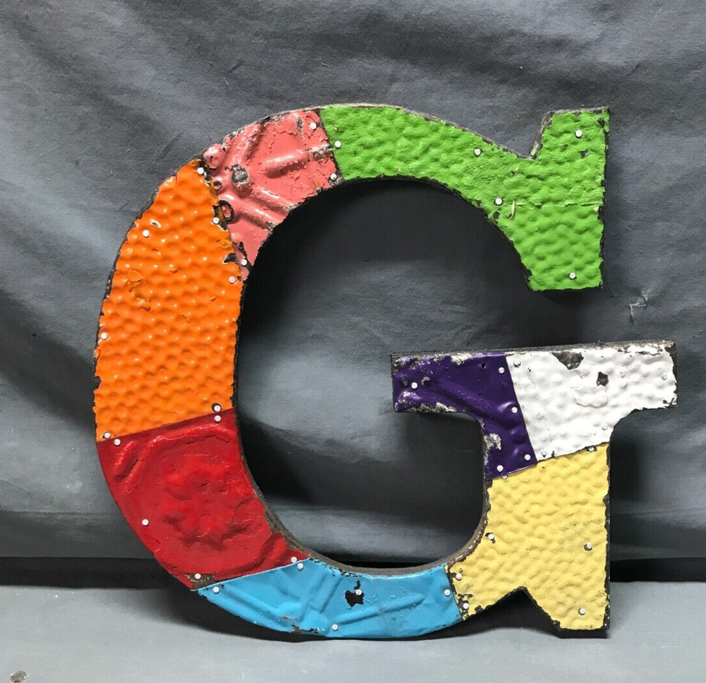 Decorative Salvaged Tin Ceiling 12″ Patchwork Mix Color Letter G Metal 353-25B
