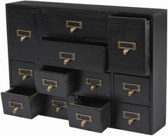 Black Vintage 12-Drawer Apothecary Cabinet, Stackable for Herbs/Tea/Stationery