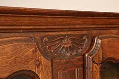 French Country Louis XV Style Vintage Oak China Display Cabinet