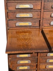 Antique Victorian Oak 26 Drawer Raised Panel Office File Cabinet by Cutler