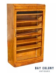 Antique Victorian Bookcase / China Cabinet With Glass Door – Birds Eye Maple