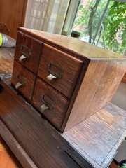 Antique 4 Drawer Library Card Catalog Old File Cabinet