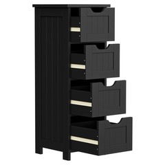 Bathroom Storage Cabinet Side Cabinet with 4 Drawers Entryway Cupboard Black