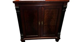 Baker Knapp & Tubbs Antique Brown Wood Drop Leaf Cabinet 2 Raised Panel Doors