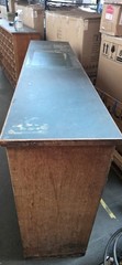 Vintage Antique Oak Apothecary Mail Station Storage Cabinet 78X18.5X44″
