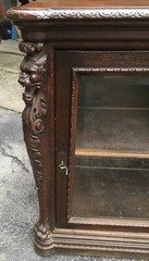 VICTORIAN OAK BEVELED GLASS GRIFFIN CABINET, R. J. HORNER