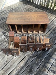 Antique Yawman & Erbe apothecary file cabinet library card catalog storage box