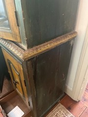 ANGLO INDIAN Almirah Cabinet. Antique Hand-Carved cupboard with glass doors