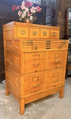 Antique American Quarter-Sawn Oak Stacking Flat File Drawer File Cabinet 1915