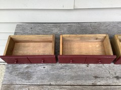 Vintage Handmade 3 Drawer Spice Or Apothecary Cabinet Red Paint