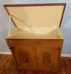 Antique German Pine Dry sink Cupboard Lift Top Original Grain Painted drysink