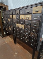 35 Drawer Catalog Bin Cabinet w/ Brass Hardware 47″ x 67″ x 18″ GS00878