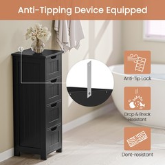Bathroom Storage Cabinet Side Cabinet with 4 Drawers Entryway Cupboard Black