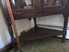 Unique Victorian Style Antique Corner Cabinet Glass and Mirror with Shelves