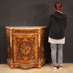 Inlaid sideboard antique style Napoleon III furniture marble top 20th century