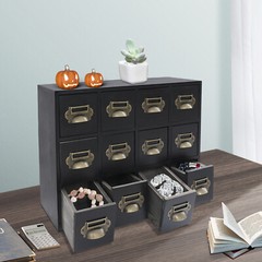 12 Drawers Vintage Tabletop Library Card Catalog Cabinet Storage Box NEW