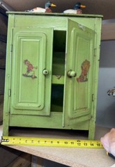 Beautiful 14 X 18 X 8 Deep Antique small painted metal cabinet vintage
