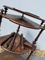 Antique Victorian Walnut Inlaid Corner What Not