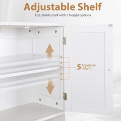 43.5″ Multi-Purpose Storage Cabinet with Adjustable Shelves, 2 Drawers White