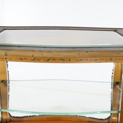 Antique Louis XV Style Giltwood Vitrine with Hand Painted Floral C1910