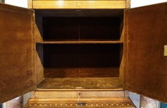 Incredible 19th Century Italian Inlaid Cabinet with Figural Design 2 Dr/ 4 Drawe