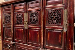 19th Century Chinese Kitchen Cabinet, Pantry or Cupboard With Fretwork Motif