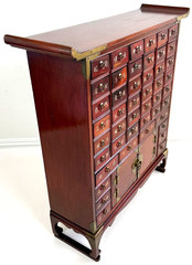 Early 20th-C Chinese Apothecary 46-Drawer Elm Wood Herb Chest Medicine Cabinet