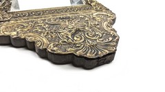 Antique Ornate Brushes Hammered Brass Mirrored Cabinet Shoe Shine Cabinet