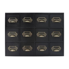 12 Drawers Vintage Tabletop Library Card Catalog Cabinet Storage Box NEW
