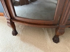 Antique Curved Glass Oak Curio Cabinet 65’h x 36″w x 15″d