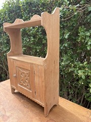 Stunning antique Celtic Carved Pine Wall Cabinet / shelf with door, delivery
