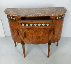 Cabinet Wood Marble top Inlay Marquetry Brass Trims medallions Commode cabinet v
