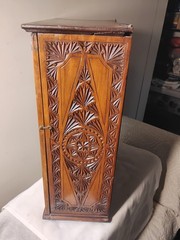 Fab Antique Arts & Crafts Wood Dutch Wall Cabinet Intricate Hd/Carved MUST SEE