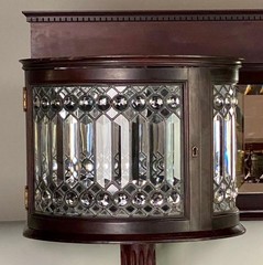 Antique Victorian Jeweled & Beveled Leaded Glass Back Cupboard – 1890s #22467