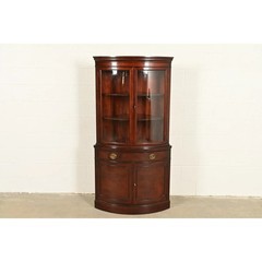 Drexel Georgian Mahogany Bow Front Corner Cabinet, 1950s