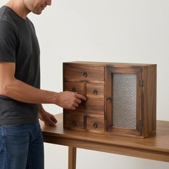 Wood Storage Cabinet Vintage Finish Drawer Cabinet Hand-Finished for Office