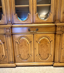 Karges Furniture Fruitwood Provincial Breakfront China Cabinet