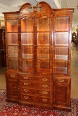 Henredon Aston Court Burl Wood Beveled Glass Bookcase China Cabinet Breakfront