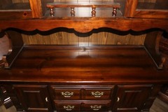 Vintage 1776-1976 Ethan Allen Dark Old Tavern Pine China Hutch Cabinet Cupboard