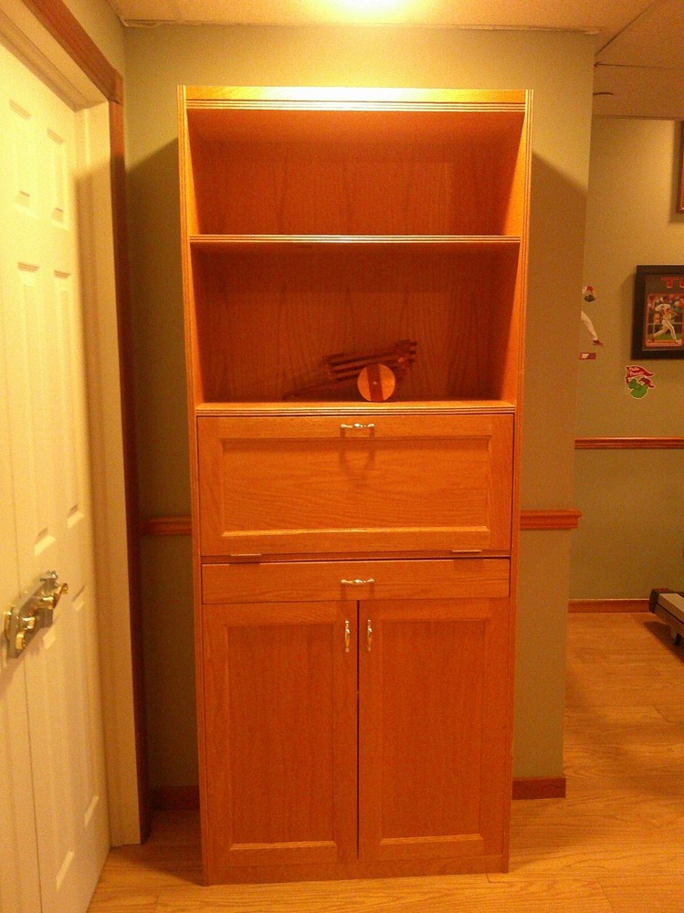 Handcrafted Solid Maple Cabinet – Drop-Down Desk or Bar, 33” x 80” Local Pickup