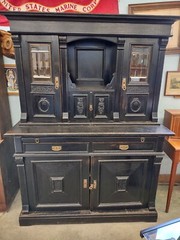 Antique Georgian Period Hutch Cabinet Beveled Glass