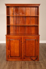 Tiger Maple Custom Step Back Hutch With Upper Open Shelving