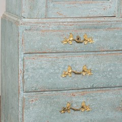 Early 19th Century Swedish Blue Painted Pine Display Cabinet