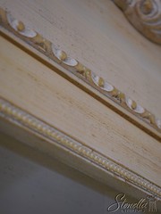 72830: Pair French Style Gold Wash Corner China Cabinets