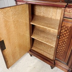 Exceptional French Antique Bar Cabinet Server Sideboard Walnut & Birdseye Maple