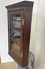 Antique Hanging Corner Cupboard cabinet Carved Flemish Oak with drawers