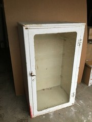 VTG Shabby Medical Cabinet 25×42 Metal Glass Display Front White Chic 1026-26B