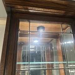 Vintage Real Authentic Wood Cabinet With Sturdy Glass Shelves