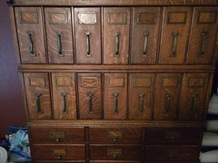 1910 Arts & Crafts large oak file cabinet 78″ tall x 40″ wide x 26″ deep